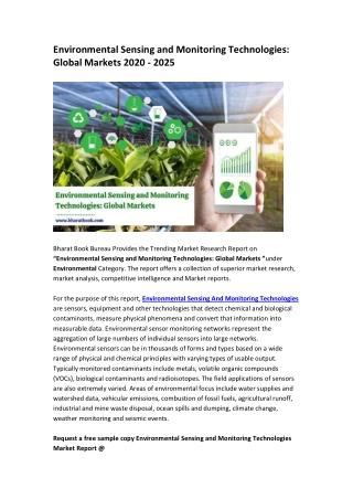 Environmental Sensing and Monitoring Technologies: Global Markets 2020 - 2025