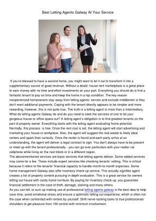 Best Letting Agents Galway At Your Service