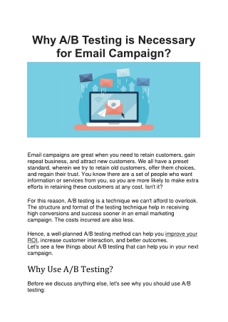 Why A/B Testing is Necessary for Email Campaign?