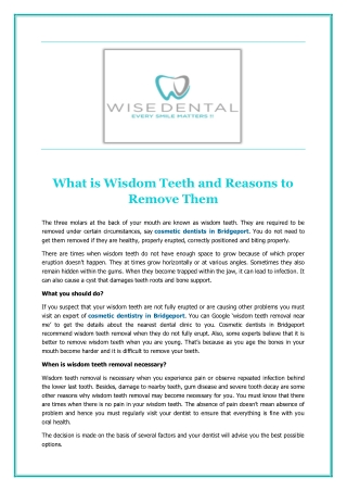 What is Wisdom Teeth and Reasons to Remove Them