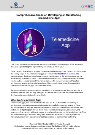 Comprehensive Guide on Developing an Outstanding Telemedicine App!