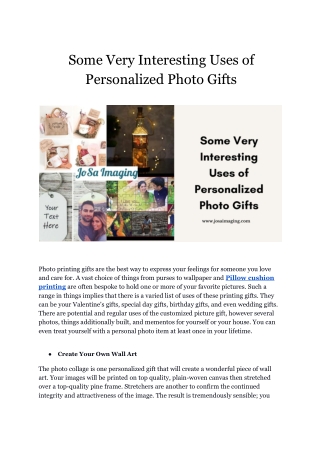 Some Very Interesting Uses of Personalized Photo Gifts