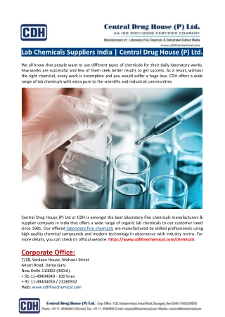 Lab Chemicals Suppliers India-Central Drug House (P) Ltd