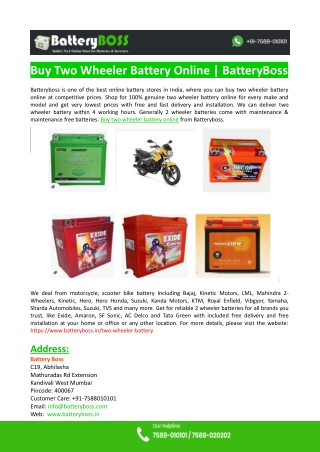 Buy Two Wheeler Battery Online-BatteryBoss