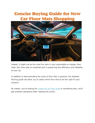 Custom fit car floor mats