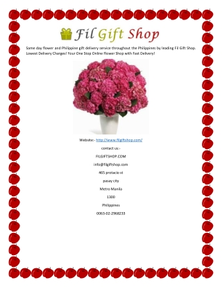 Send Gifts Basket, Cake & Flowers to Philippines by FilGift Shop without any Shipping Cost