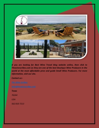Best Wine Travel blog website | Thewinescribes.com