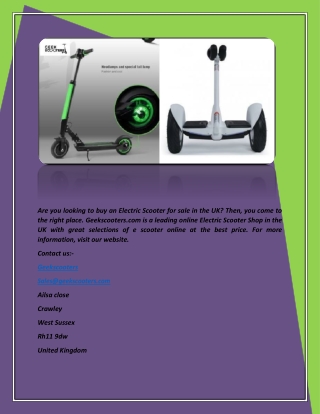 Buy A Electric Scooter Uk | Geek Scooters