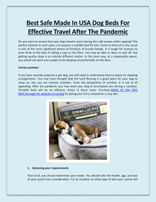 Best Safe Made In USA Dog Beds For Effective Travel After The Pandemic