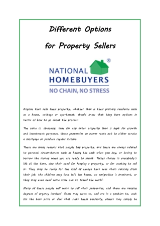 Different options for property sellers