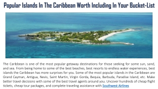 Popular Islands In The Caribbean Worth Including In Your Bucket-List