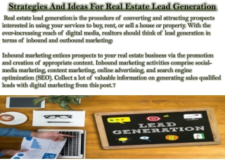 Strategies And Ideas For Real Estate Lead Generation