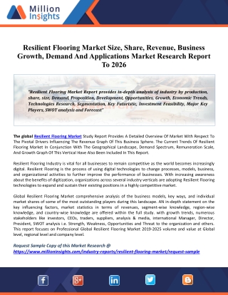 Resilient Flooring Market 2020 Global Size, Growth Insight, Share, Trends, Industry Key Players, Regional Forecast To 20