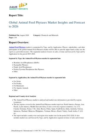 Animal Feed Phytases Market Insights and Forecast to 2026