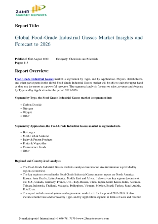 Food-Grade Industrial Gasses Market Insights and Forecast to 2026