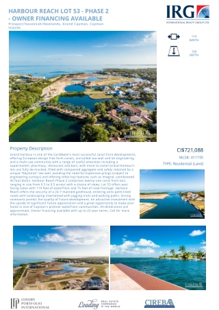 HARBOUR REACH LOT 53 - PHASE 2 - OWNER FINANCING AVAILABLE-411195 - LDX Feed - Residential Land in The Cayman Islands