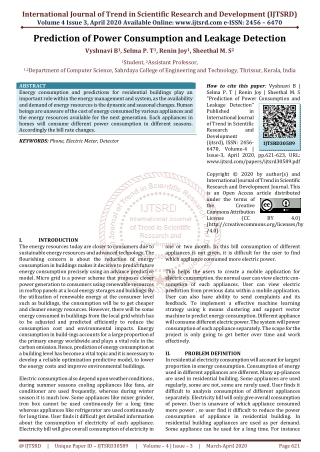 Prediction of Power Consumption and Leakage Detection