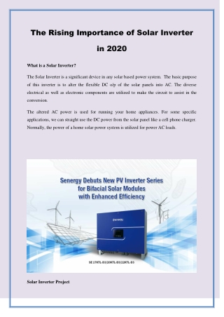 The Rising Importance of Solar Inverter in 2020