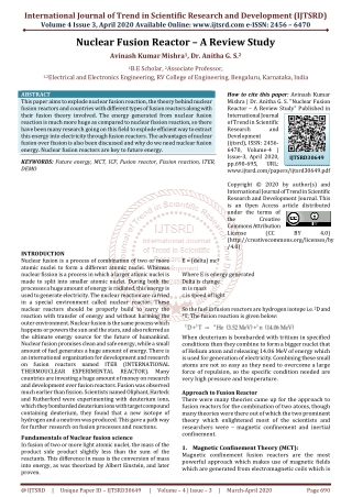 Nuclear Fusion Reactor – A Review Study