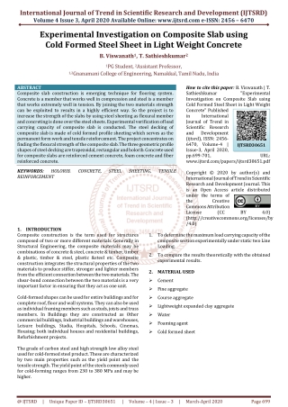 Experimental Investigation on Composite Slab using Cold Formed Steel Sheet in Light Weight Concrete