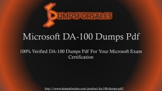 Microsoft DA-100 Dumps Pdf : 100% Real