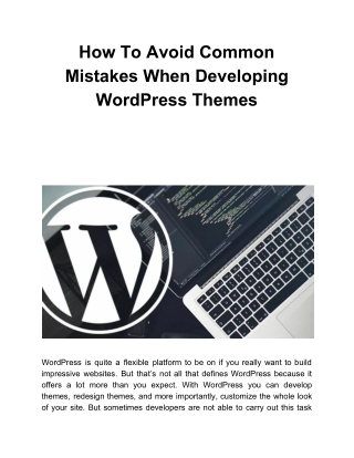 How To Avoid Common Mistakes When Developing WordPress Themes