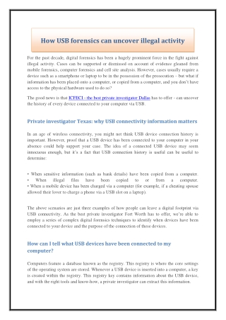 How USB forensics can uncover illegal activity