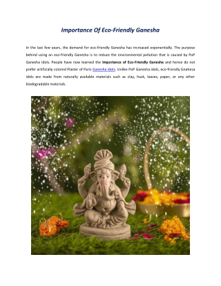 Importance Of Eco-Friendly Ganesha