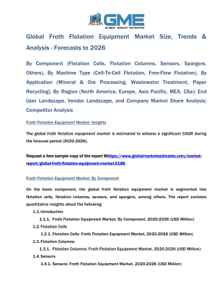 Global Froth Flotation Equipment Market Size, Trends & Analysis - Forecasts to 2026