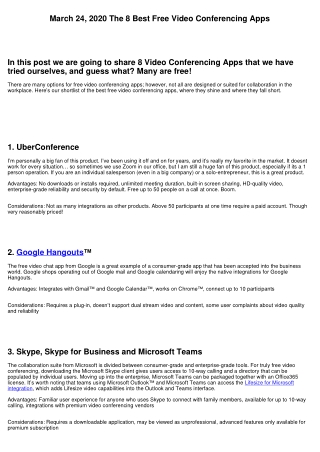 March 24, 2020 The 8 Best Free Video Conferencing Apps