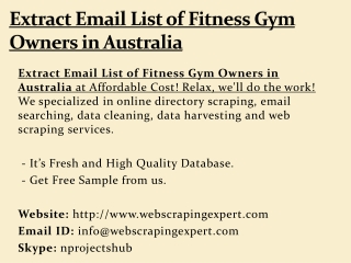 Extract Email List of Fitness Gym Owners in Australia