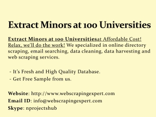 Extract Minors at 100 Universities