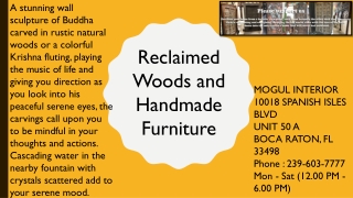 Reclaimed Woods and Handmade Furniture