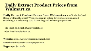 Daily Extract Product Prices from Walmart. ca