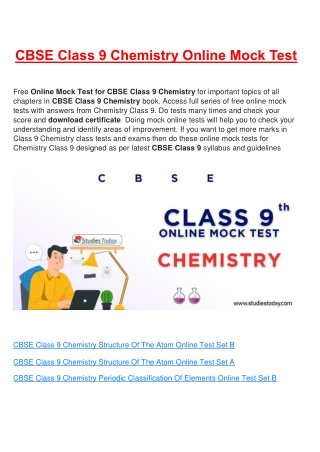 Free Online test for class 9 Chemistry all Chapter