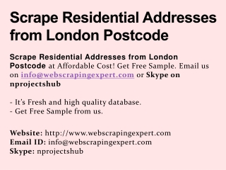 Scrape Residential Addresses from London Postcode