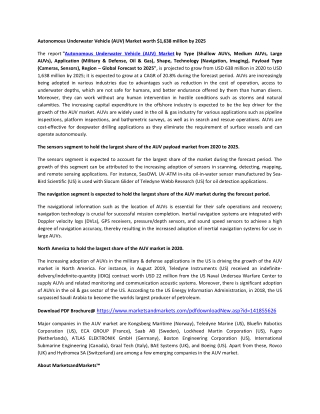Autonomous Underwater Vehicle (AUV) Market by Type, Application, Technology | COVID-19 Impact Analysis | MarketsandMarke