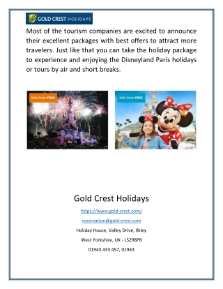 Disneyland Paris Short Breaks Holidays or Tour by Air