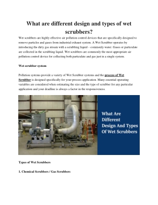 What are different design and types of wet scrubbers?