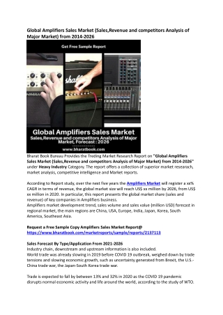 Worldwide Amplifiers Sales Market Report Forecast to 2026