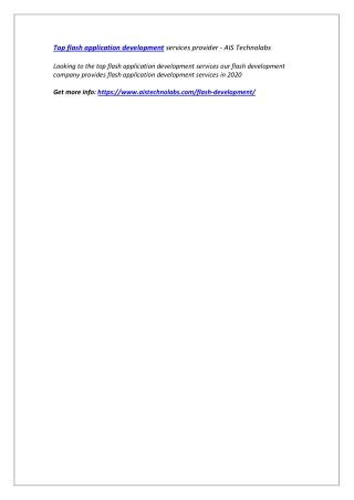 Top flash application development services provider - AIS Technolabs