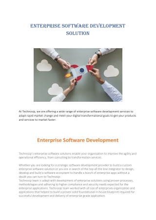 Enterprise Software Development Service in USA | Technosip