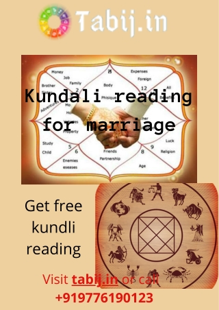 Kundali reading for marriage: Get online free kundli examination call  919776190123 or visit tabij.in