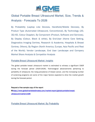Global Portable Breast Ultrasound Market Size, Trends & Analysis - Forecasts to 2026