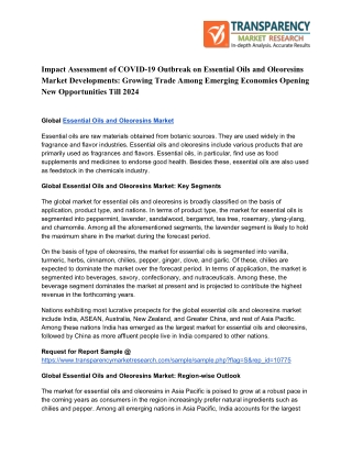 Essential Oils and Oleoresins Market Developments With Impact of COVID-19, Top Companies, Trends, Demand, Future Opportu