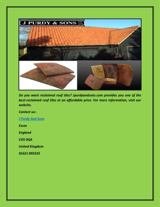 Reclaimed Roof Tiles | Jpurdyandsons.com