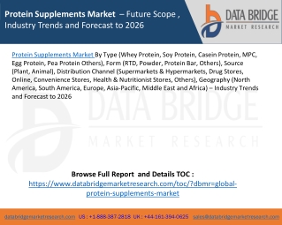 Protein Supplements Market  – Future Scope , Industry Trends and Forecast to 2026