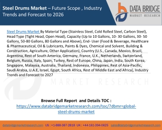 Steel Drums Market – Future Scope , Industry Trends and Forecast to 2026