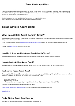 Texas Athlete Agent Bond