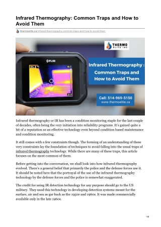 Infrared Thermography: Common Traps And How To Avoid Them